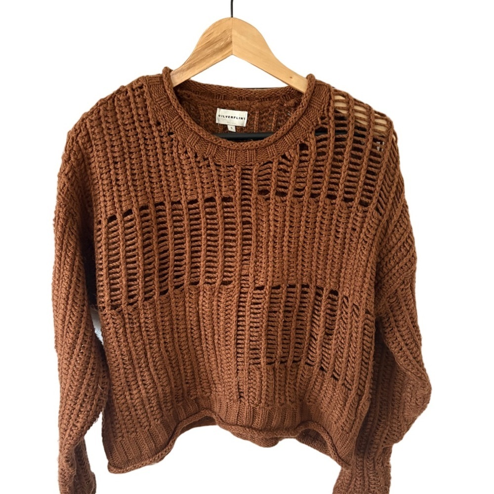Open-Knit Brown Sweater
